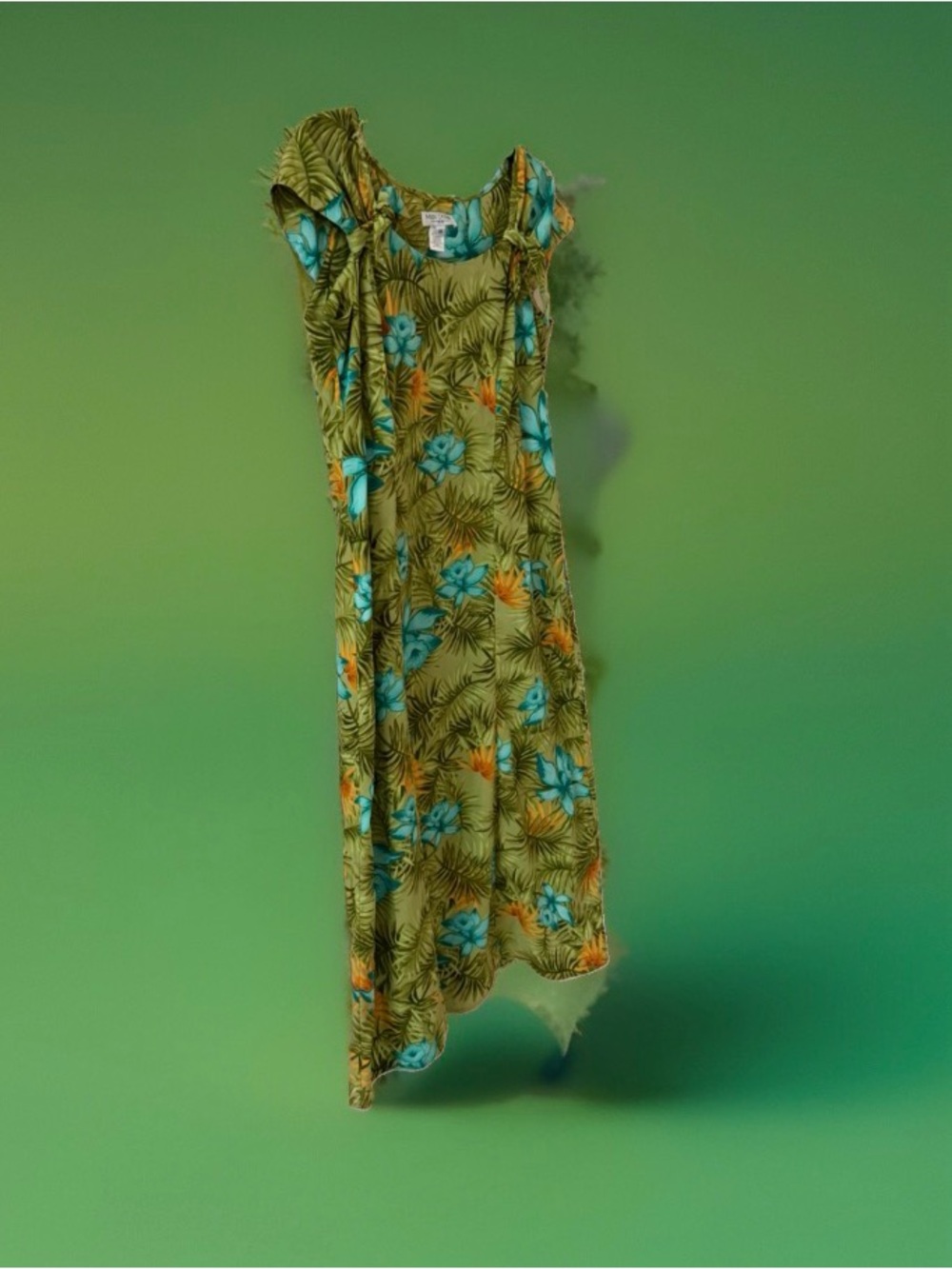 Miss Dorby size 18 Tropical Green Floral Dress with Ruffle Sleeves